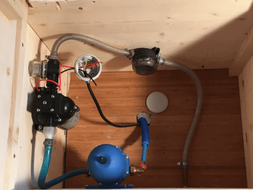 Système de pompe (Shurflo – 12 volts) de filtre et de surpresseur.